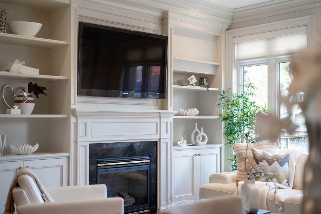 luxury celebrity living room with fireplace
