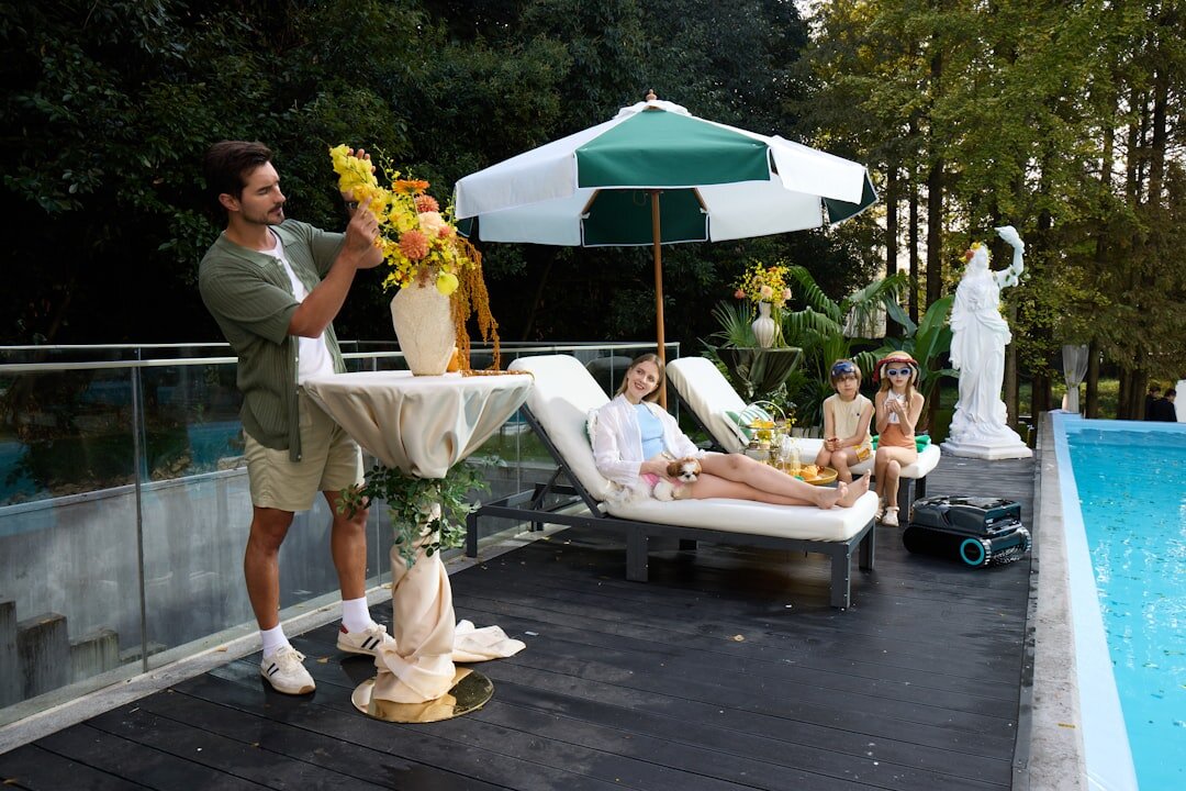 celebrity outdoor patio with pool