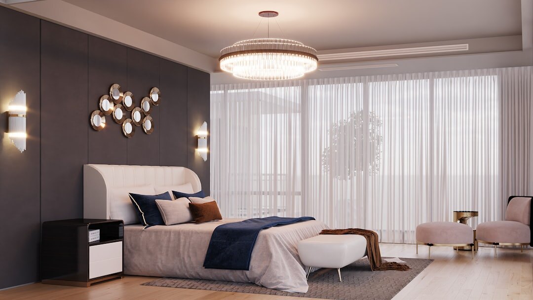 luxury bedroom with elegant bedding