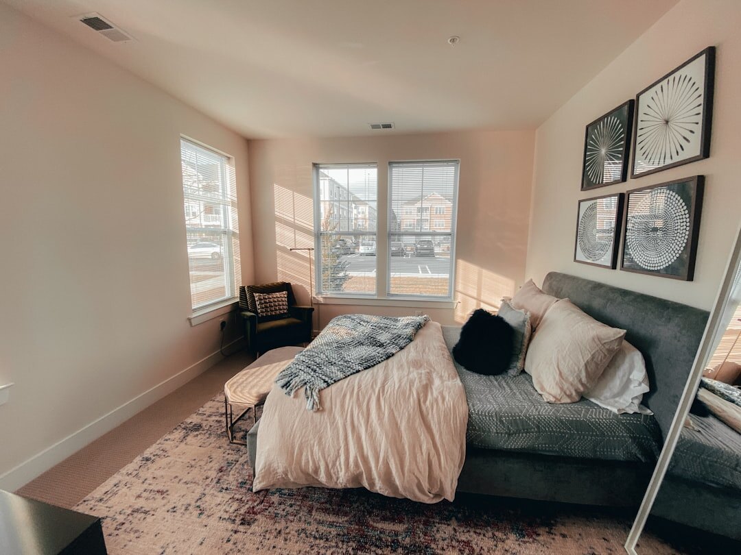 celebrity bedroom with large windows